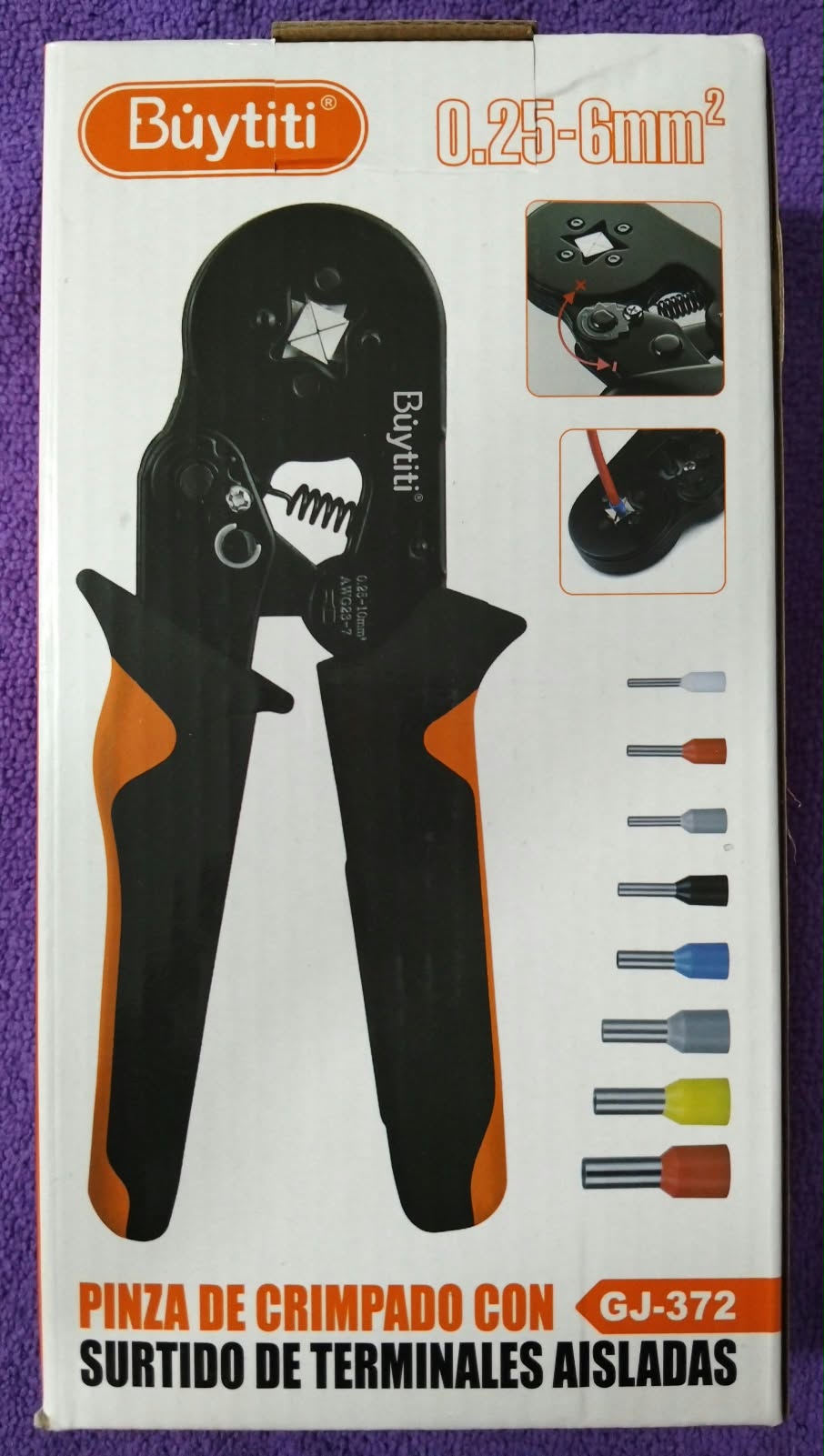 PINZA DE CRIMPADO BUYTITI CON SURTIDO DE TERMINALES GJ-372