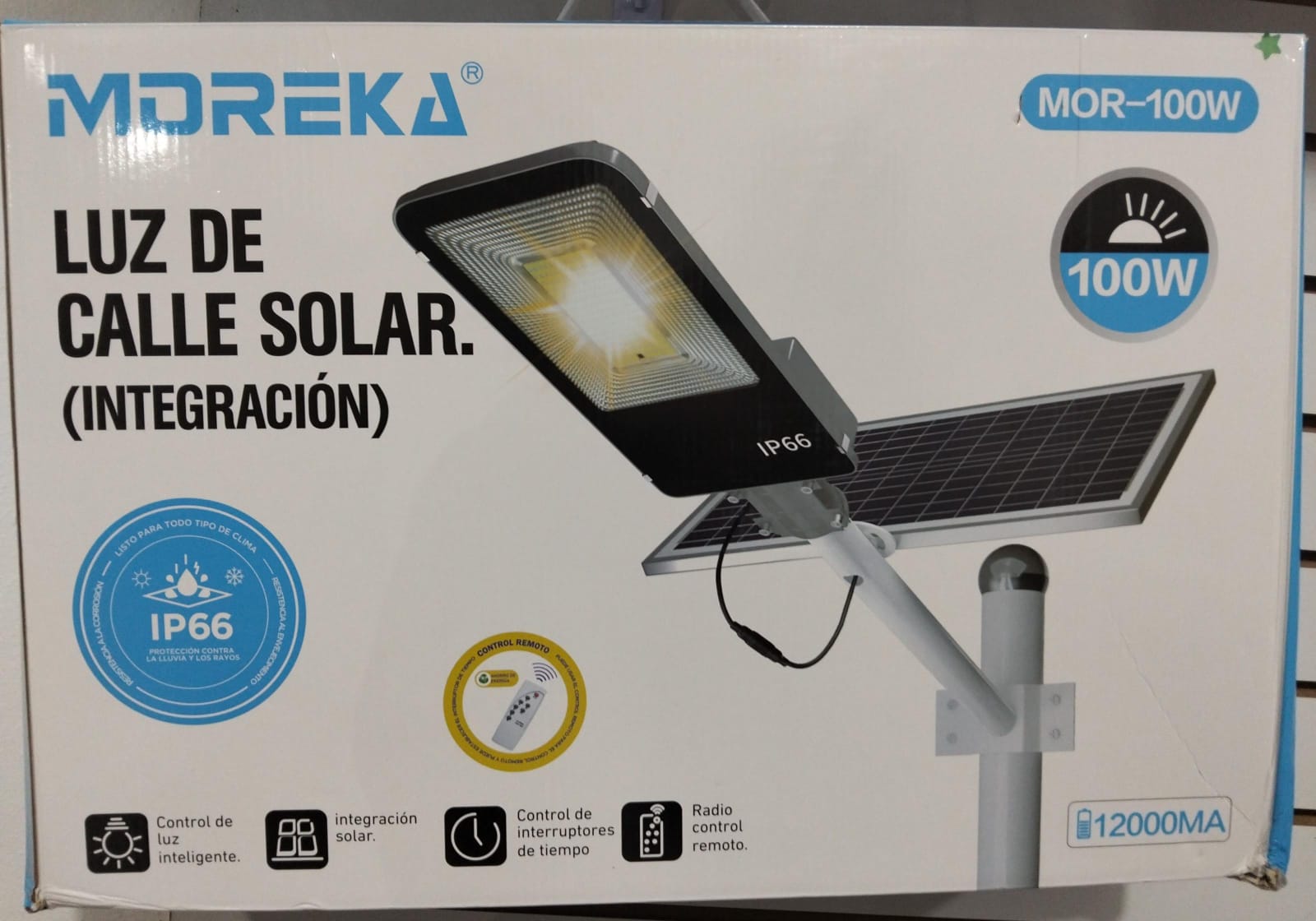 LAMPARA DE CALLE SOLAR 100W MOREKA MOR-100W